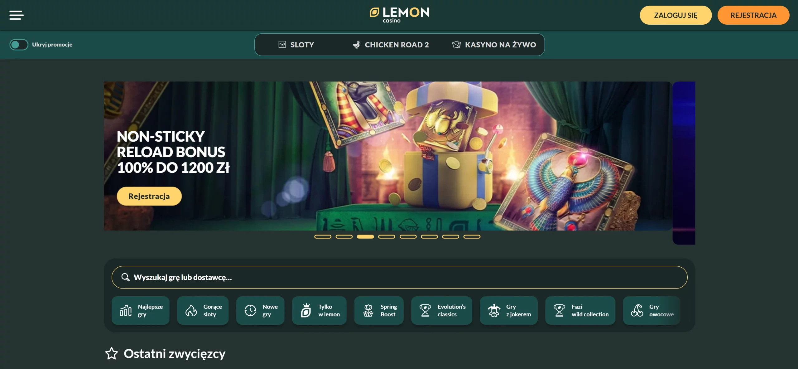 Lemon Casino Main Page