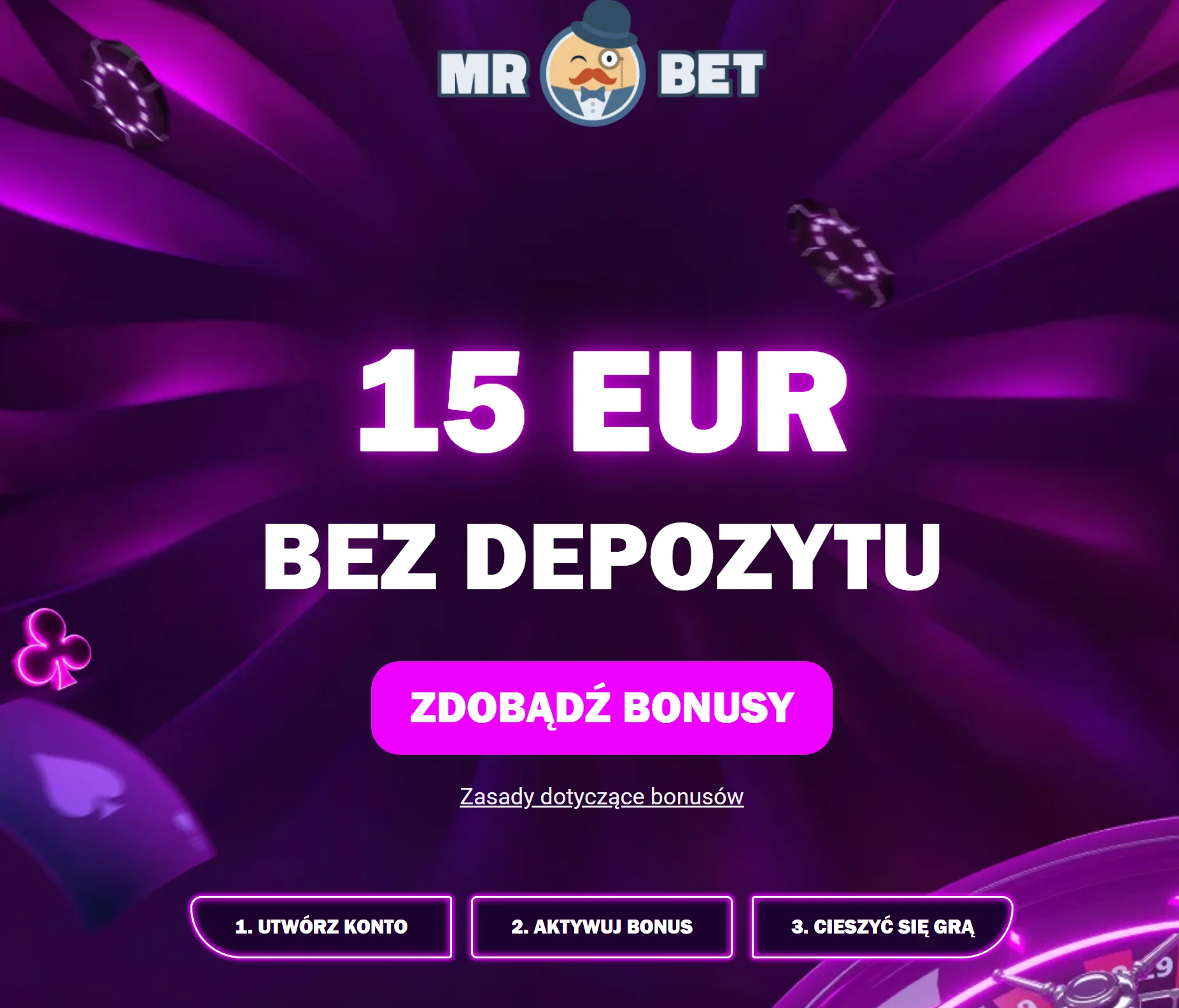 Jak otrzymać bonus bez depozytu MrBet Casino? Krok 1