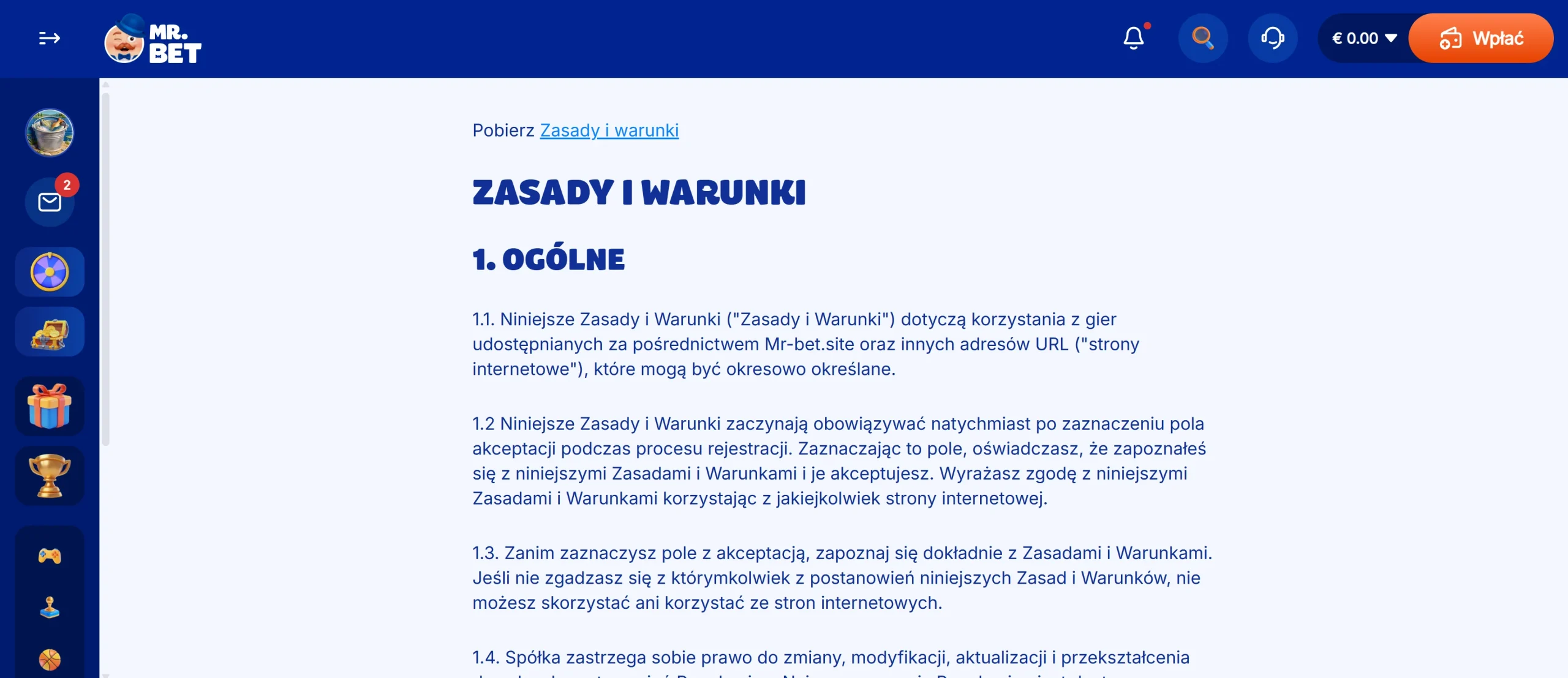 Regulamin kasyna MrBet
