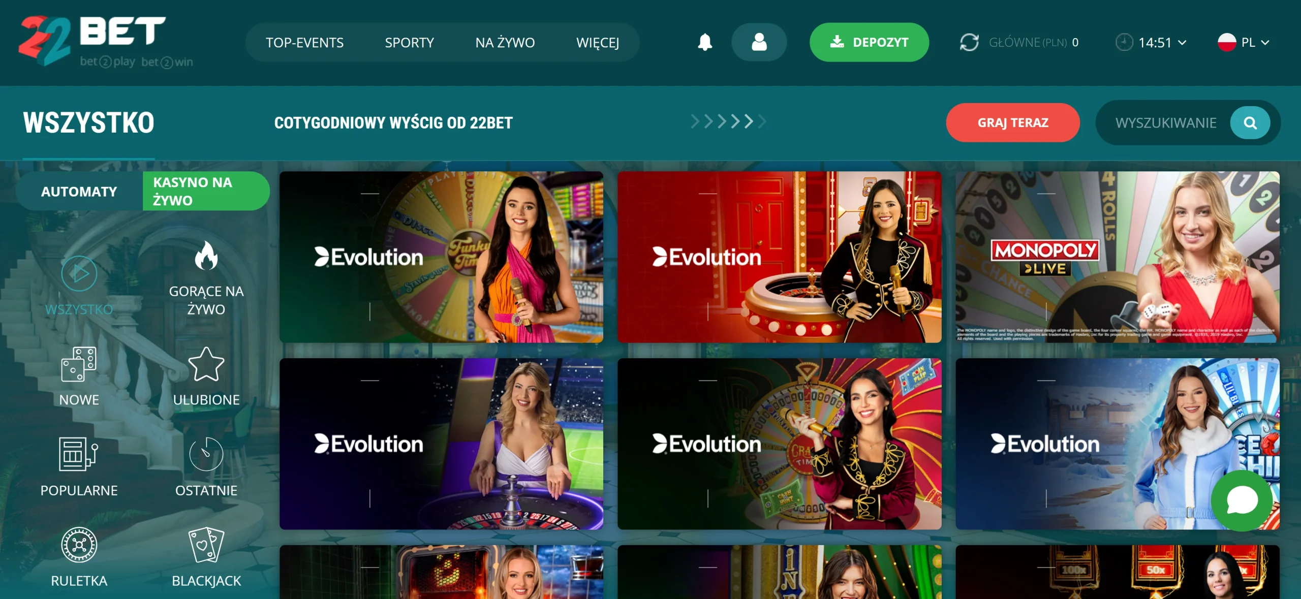 22Bet Casino minimalny depozyt 5 zł