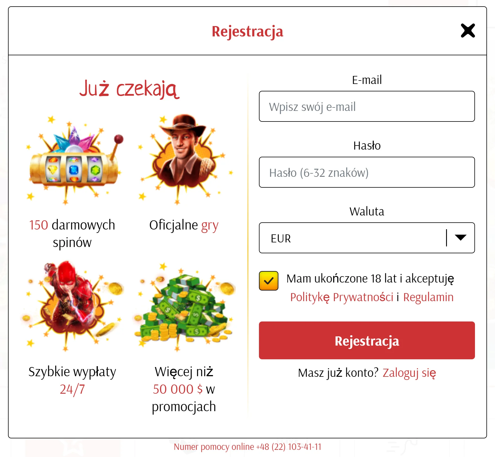 Jak założyć konto w SuperCat Casino? Krok 1