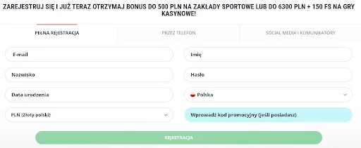 22bet rejestracja krok 2