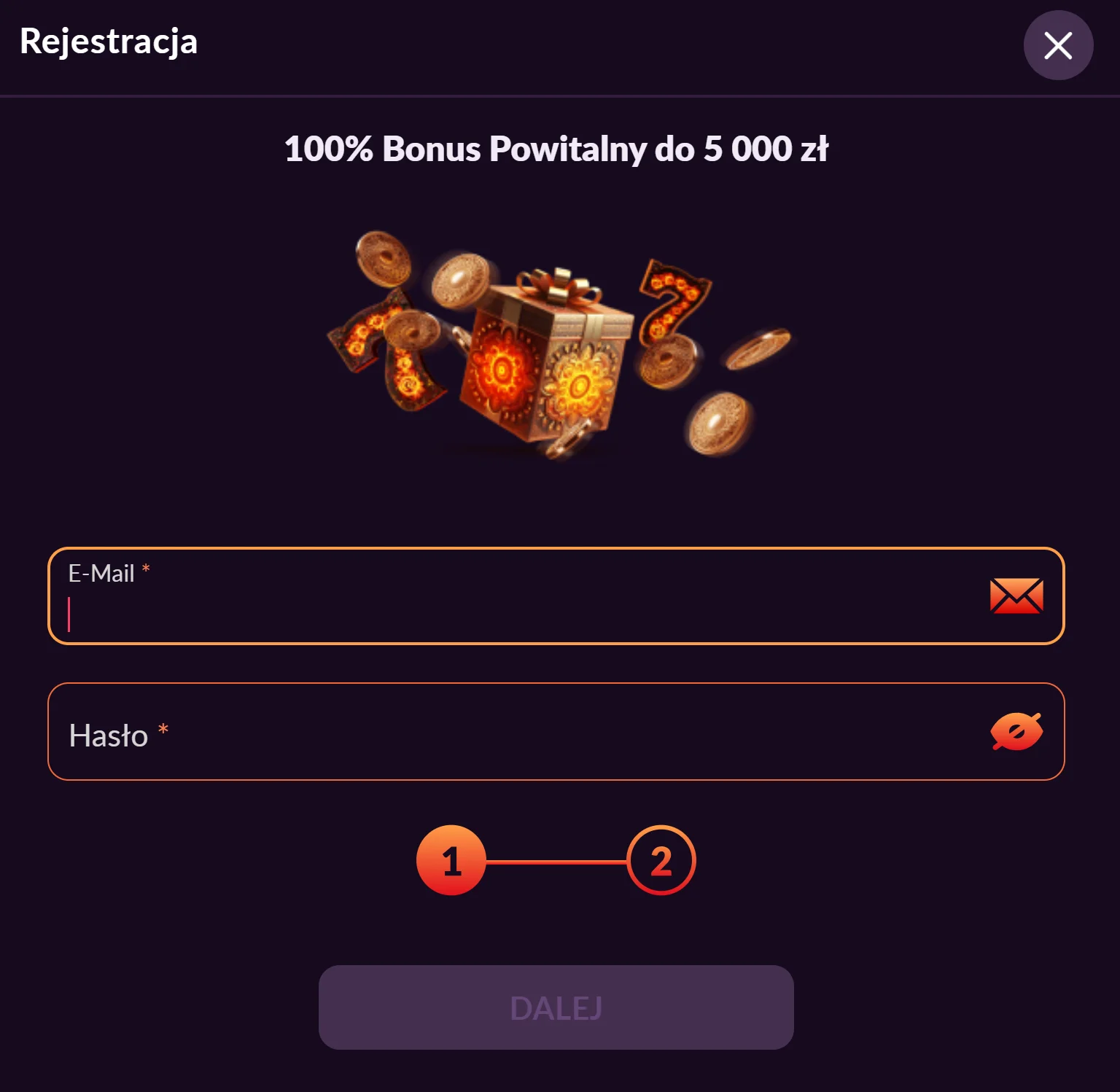 Fireball Rejestracja Krok 2