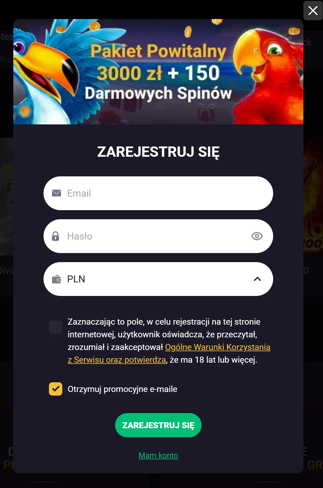 Candy Casino Rejestracja Krok 2