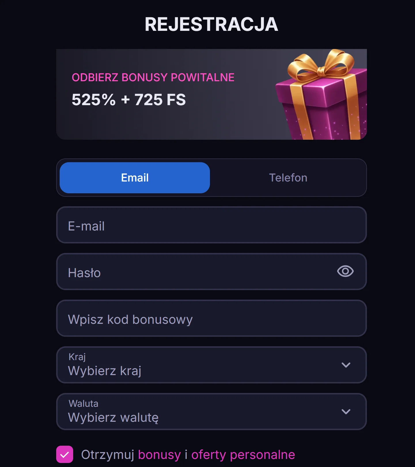 Jak odebrać bonus bez depozytu Win2Chill Casino? Krok 2