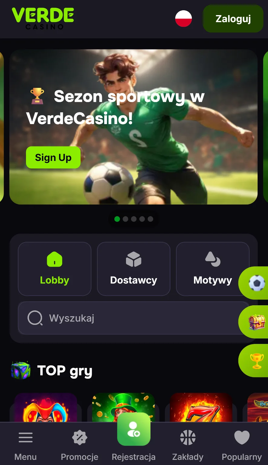 Verde Casino main page