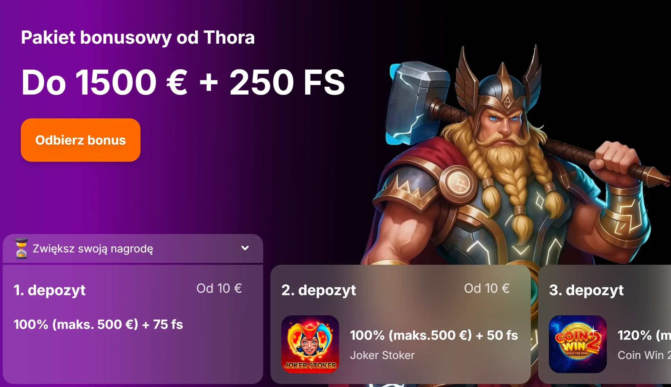 HitnSpin bonus powitalny od Thora