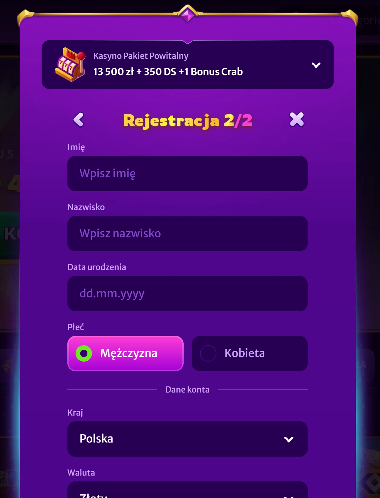 Midarion Casino Rejestracja Krok 4