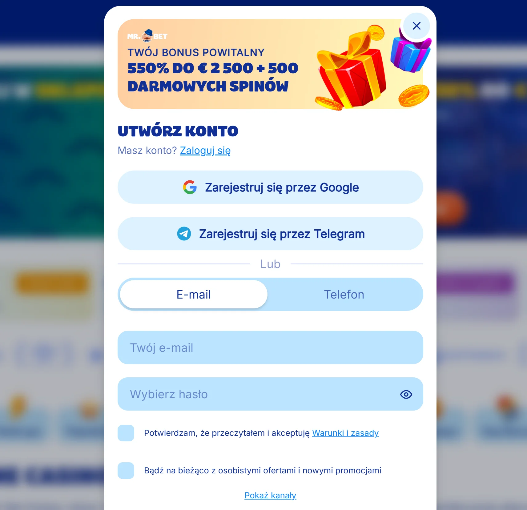 Jak zarejestrowac się w kasynie MrBet? Krok 2