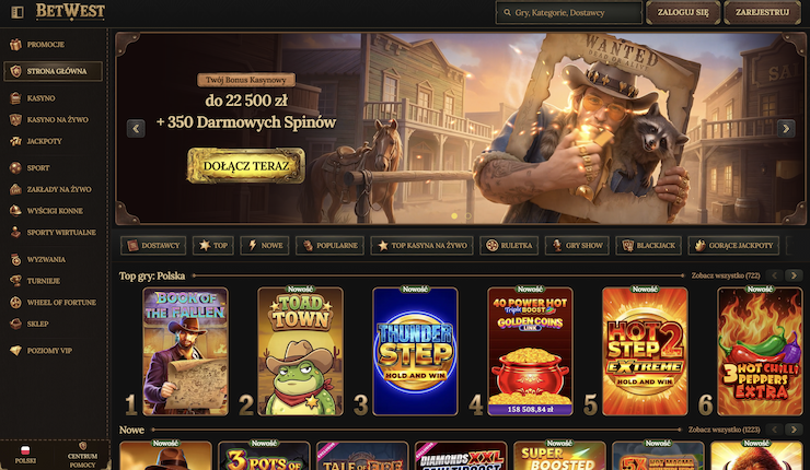 Betwest main page