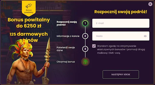 Bizzo Casino rejestracja krok 2