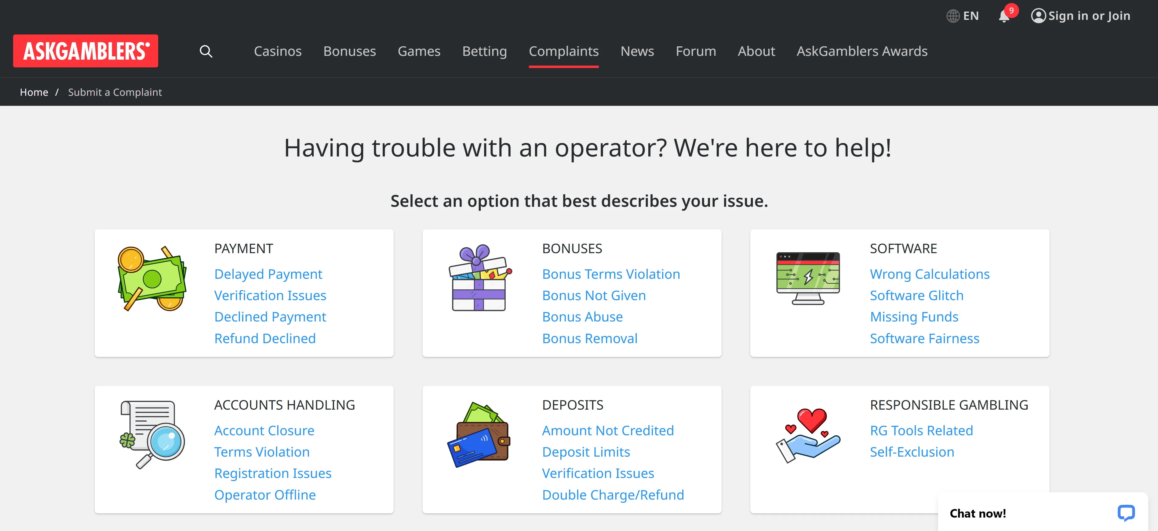 Jak złożyć skargę na kasyno online? AskGamblers