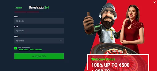 Casinado bonus bez depozytu krok 2