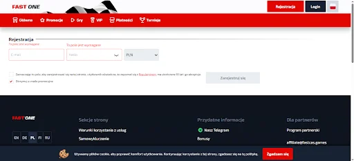 F1 Casino bonus bez depozytu krok 2