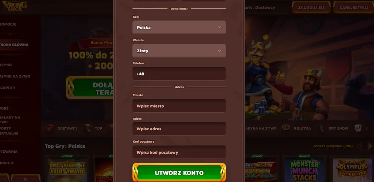 Jak otrzymać bonus bez depozytu VikingLuck. Krok 4