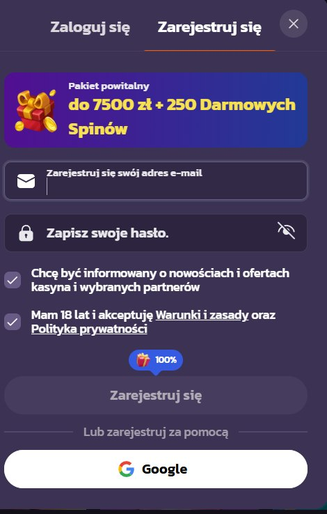 Jak otrzymać bonus bez depozytu. Krok 2