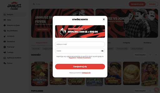 Janusz Casino rejestracji krok 2