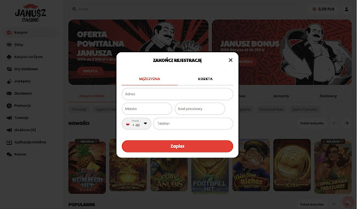 Janusz Casino rejestracji krok 4