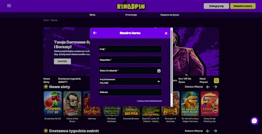 KingSpin casino rejestracja krok 3