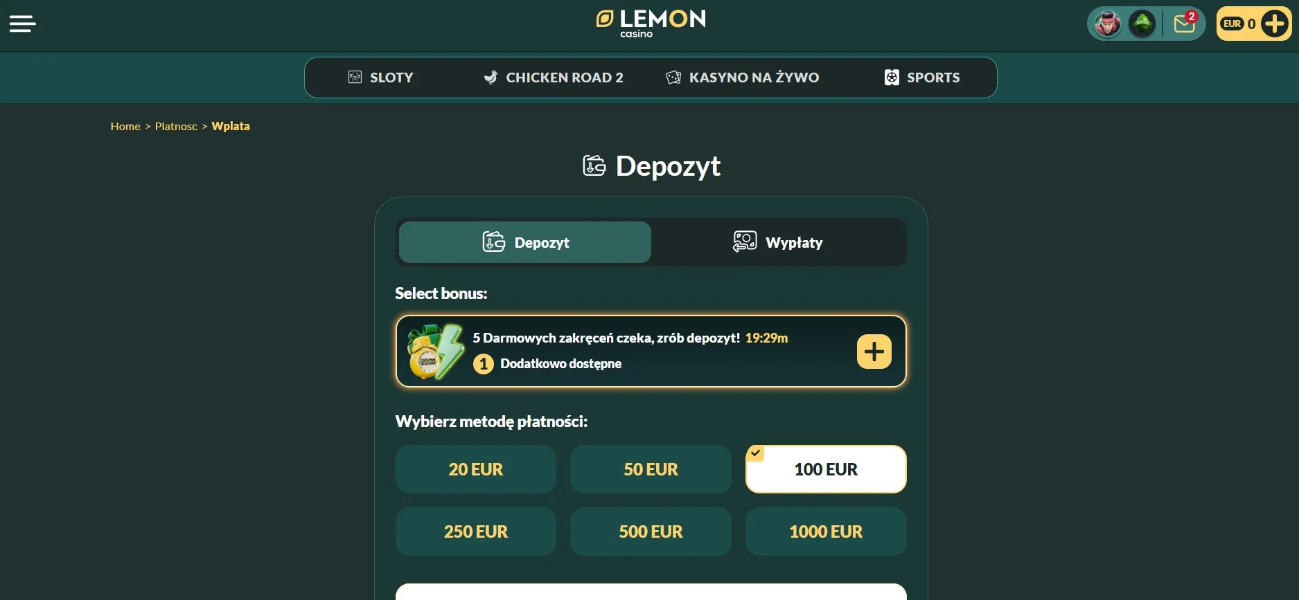 Lemon Casino platnosci
