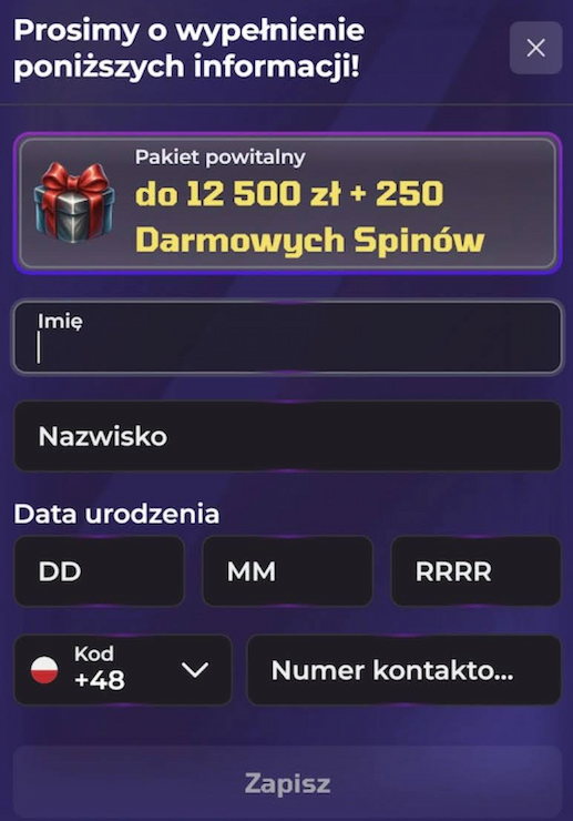Lucky Capone Casino Rejestracja krok 3