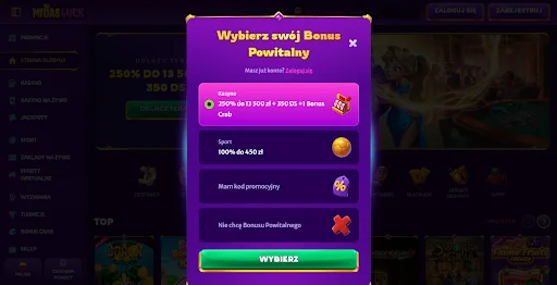 Midas Luck rejestracja krok 1