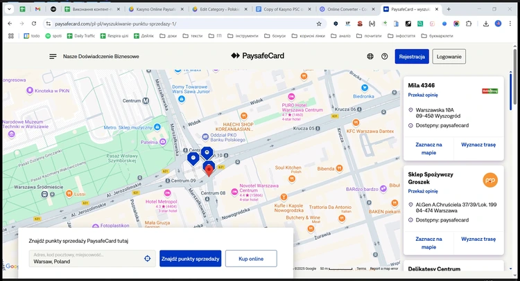 PaysafeCard punkty sprzedaży