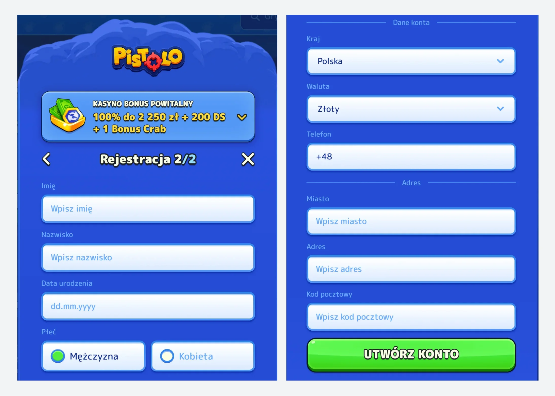 Pistolo Casino Rejestracja Krok 4