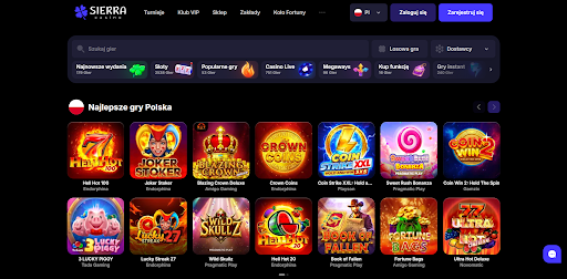Sierra Casino screen