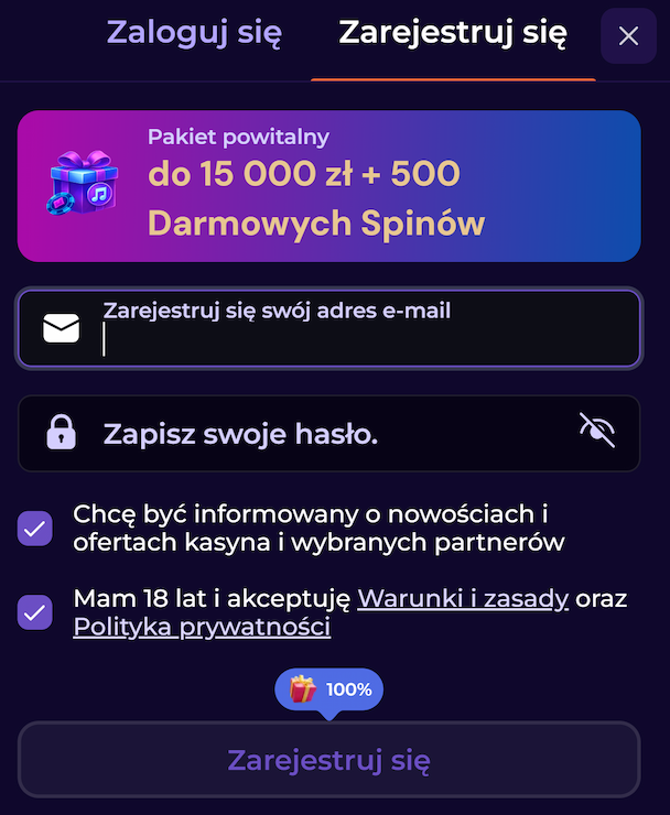 SlotsDJ rejestrację krok 2