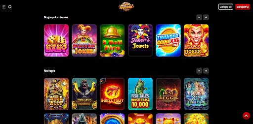 SpinGrande main page screen