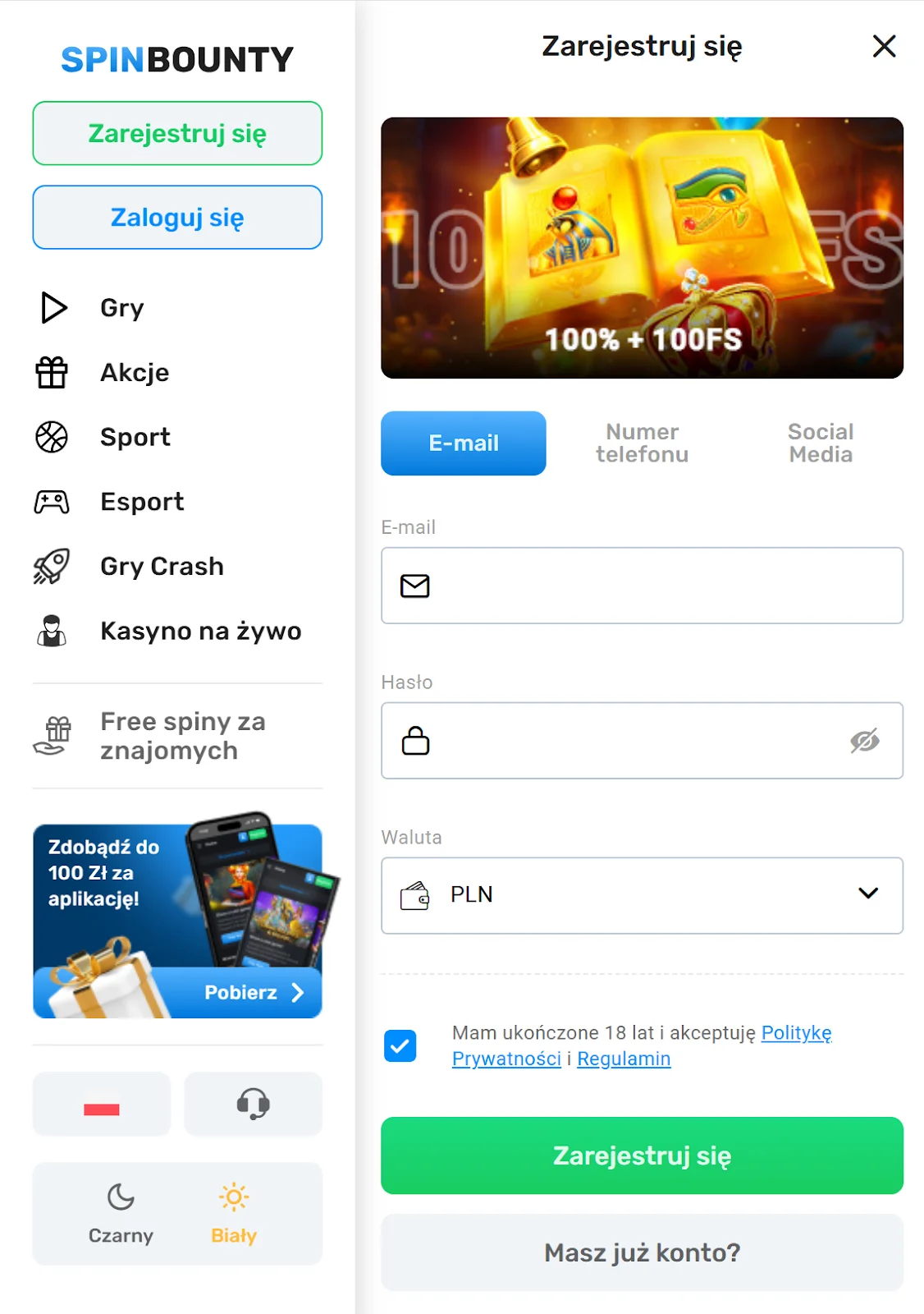 Spinbounty rejestracja krok 2