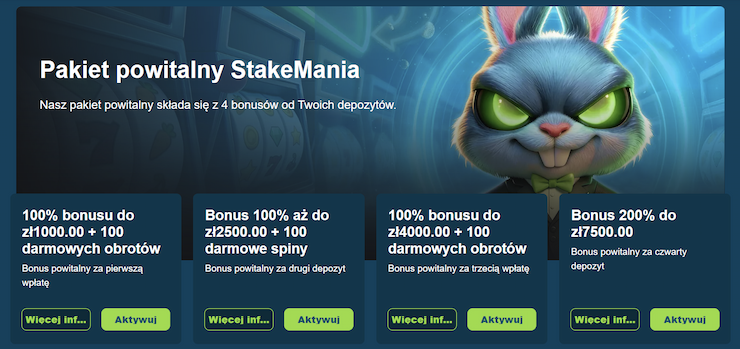 Stakemania bonus powitalny