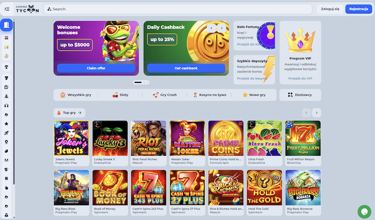 Tycoonwin Casino main page 