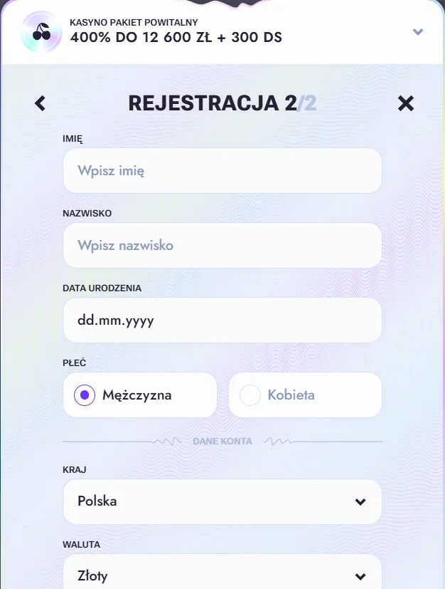 Vipsta Casino logowanie krok 4