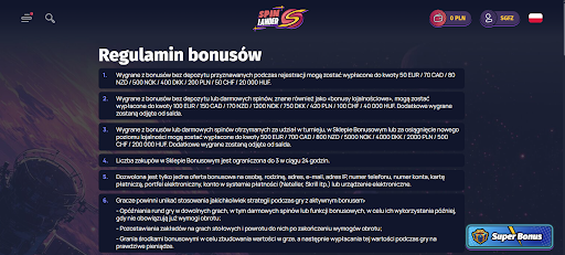 Zasady bonusy Spinlander