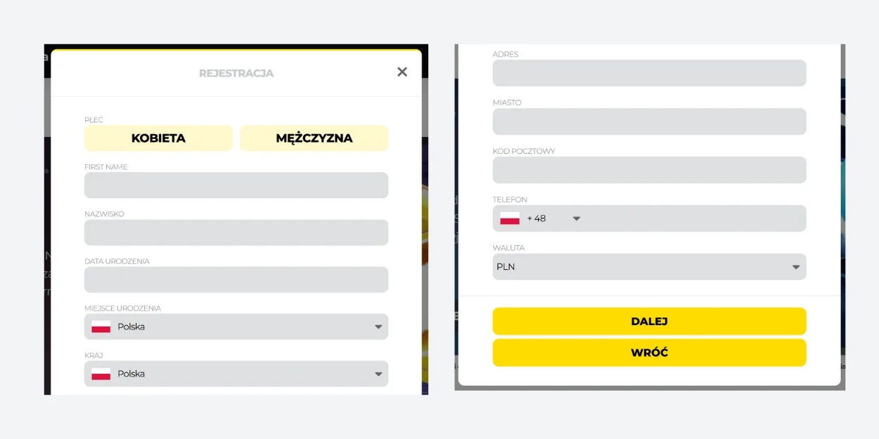 Energy Casino Rejestracja krok 2