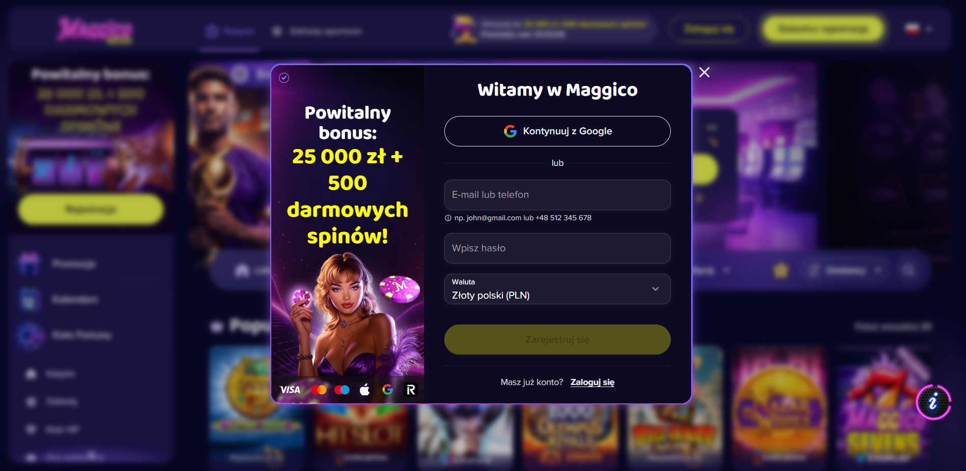 maggico casino bonus krok 1
