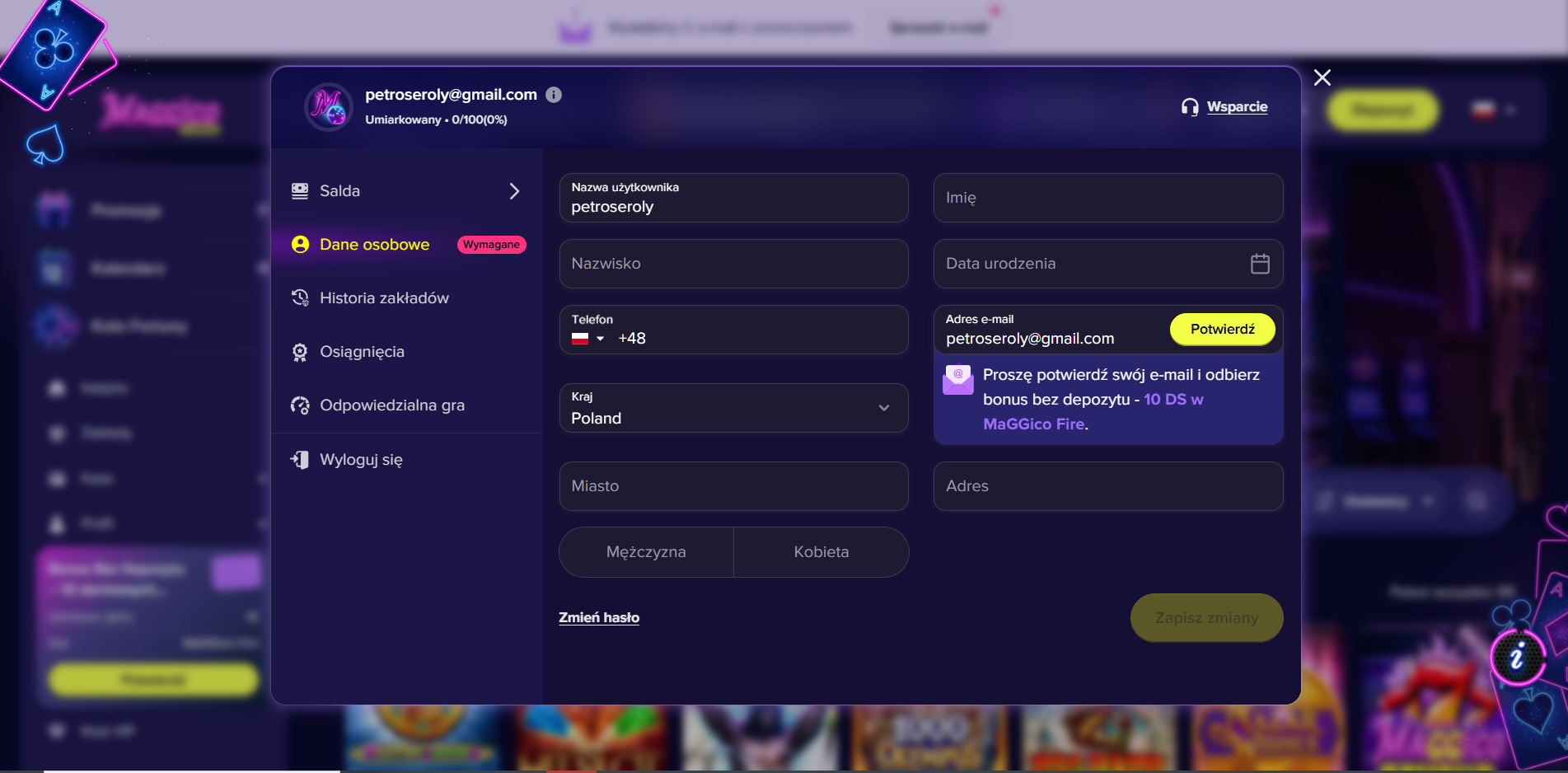 maggico casino bonus krok 2