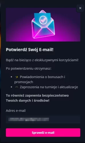 potwierdzenie e-mail w xon bet