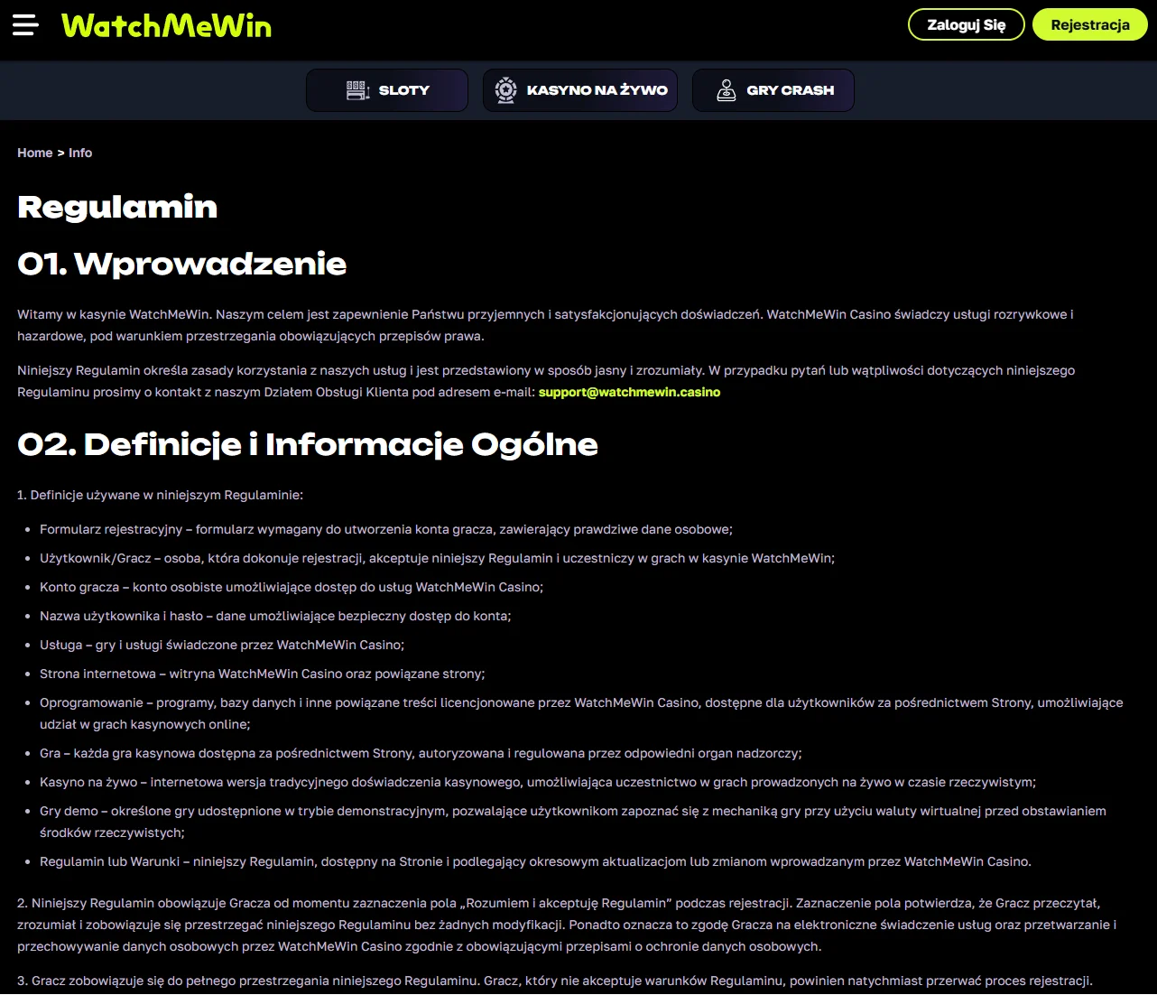 Regulamin Screenshot