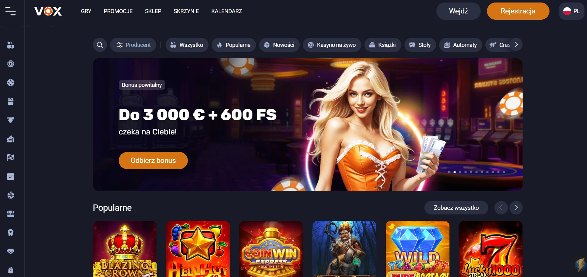 Vox Casino bonus powitalny do 10 000 zł