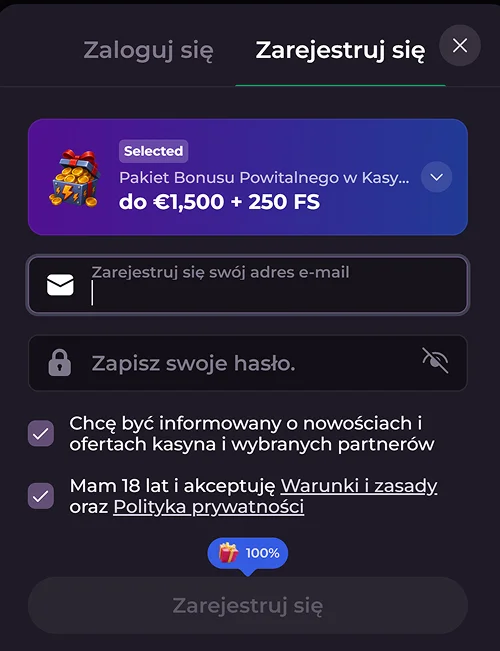 wpisz swoj adres e-mail i haslo rocky spin casino